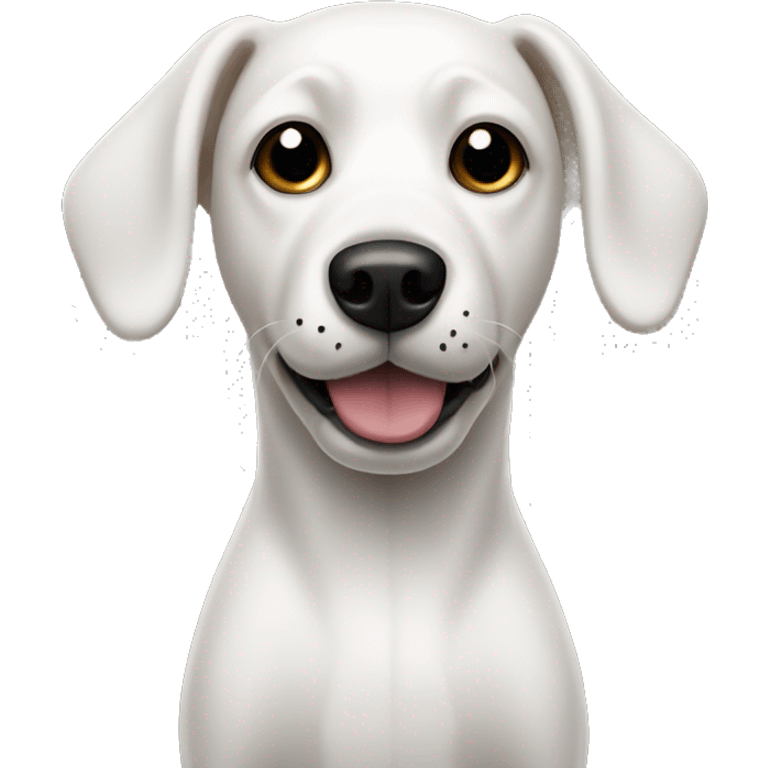 White Dog with black patches covering eyes and standing up ears emoji