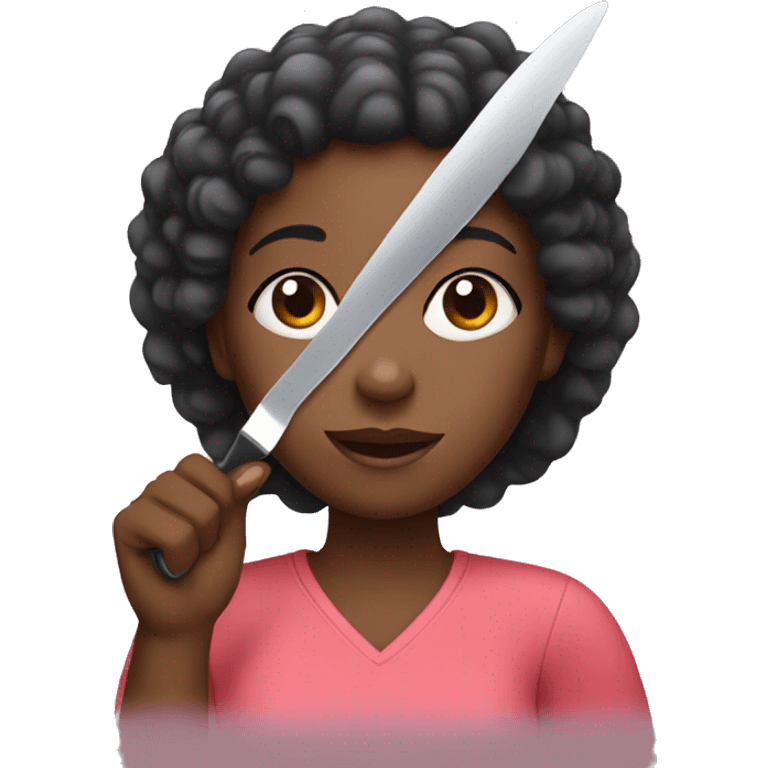 Black Girl with a plastic knife emoji