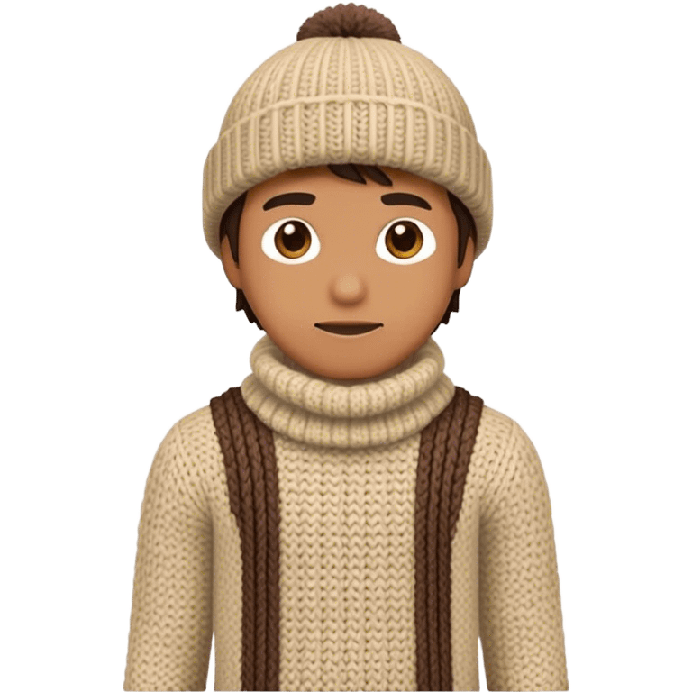 man in wither outfit and knited hat full scale standing emoji