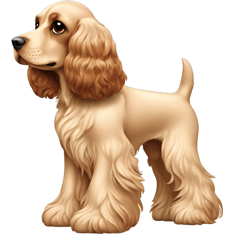 perrita mestiza de cocker spaniel color café claro completa, sin manchas de ningún tipo. Las orejas no son tan largas, pero si su pelo emoji