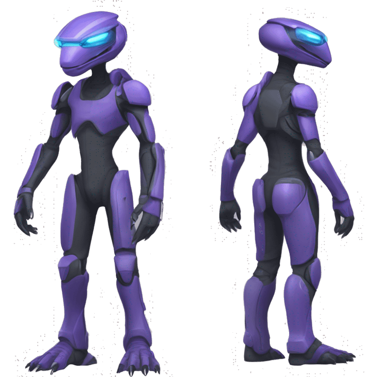 a Reptile-Raptor-Genesect-Fakémon with a futuristic visor-helmet and wearing a techwear-suit Full Body emoji