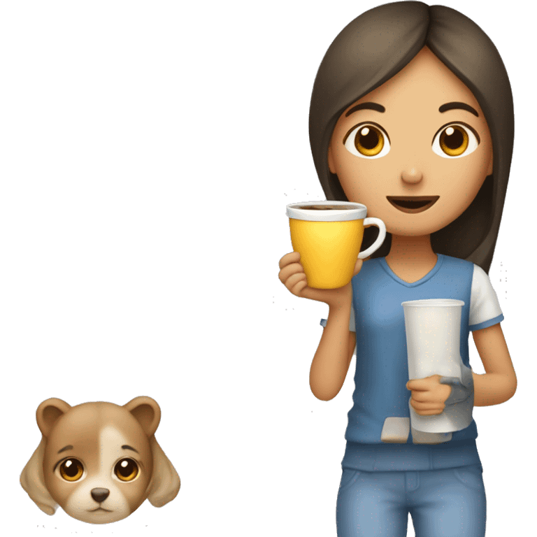 Girl with a cup and sey pisajama emoji