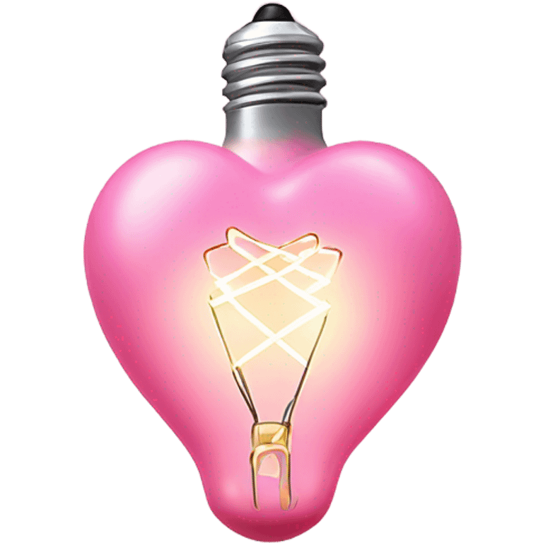 Realistic isolated pink heart shaped string light bulb . emoji