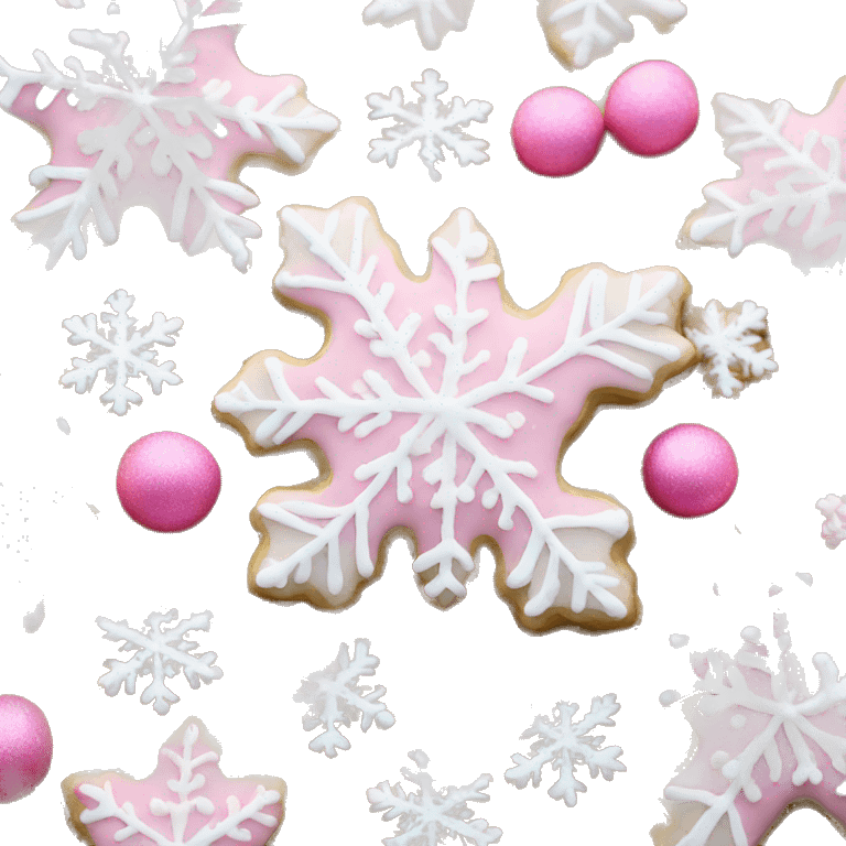 Pink and white snowflake Christmas cookies  emoji