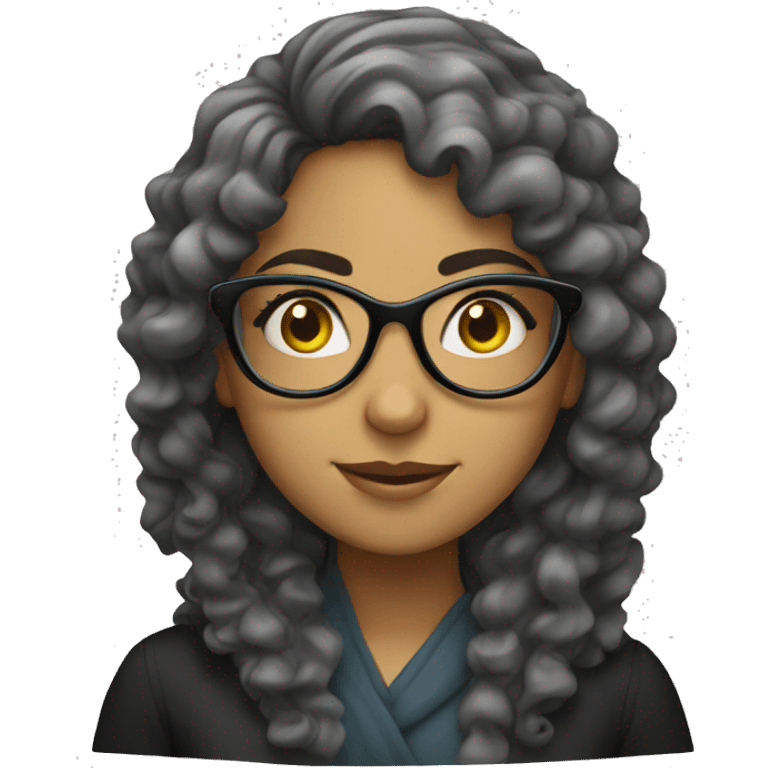 Long Curly haired Arab girl with glasses emoji