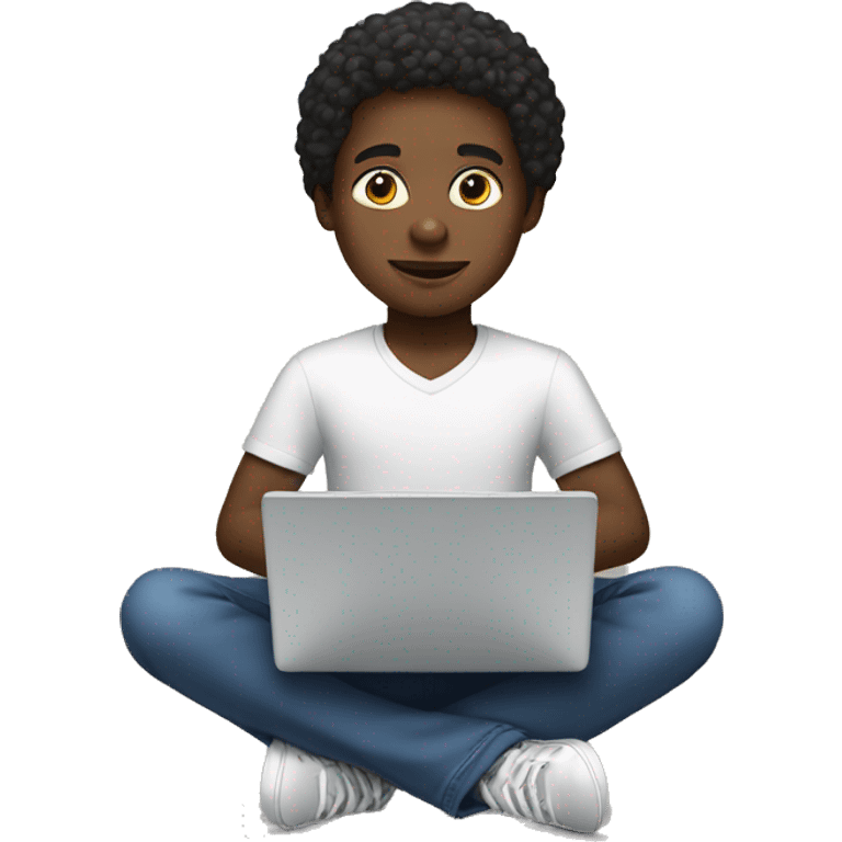 African American boy with laptop emoji