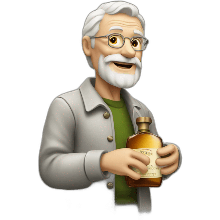 old man holding a sauvage cologne bottle emoji