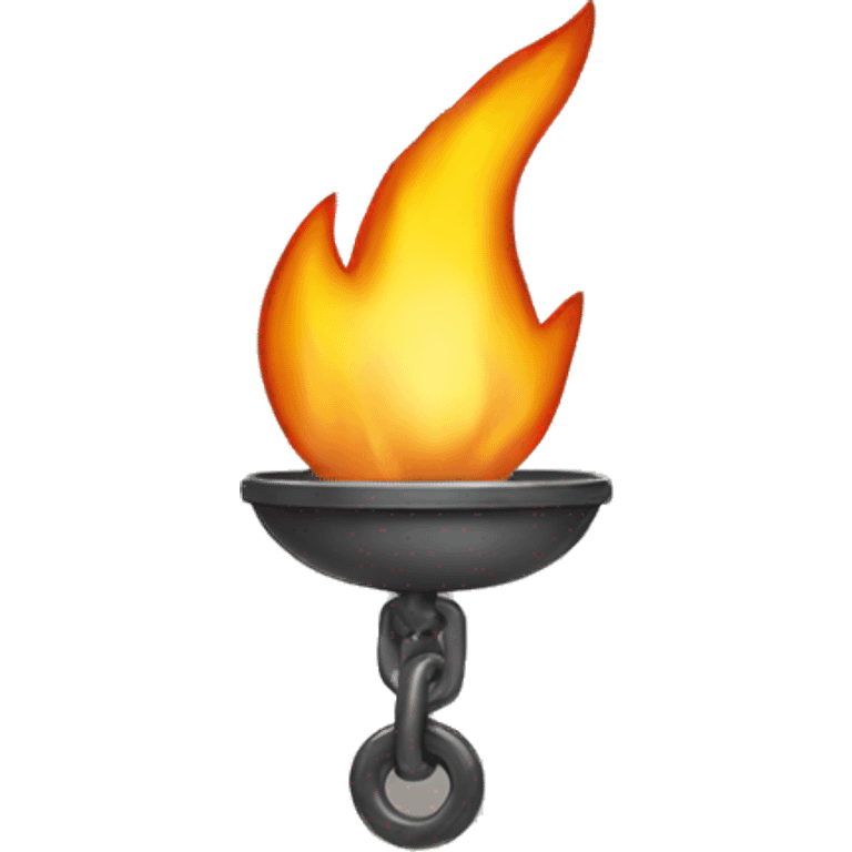 a chain that holds the flame of a fire on a leash emoji