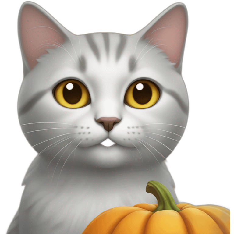 Un chat sur une citrouille emoji