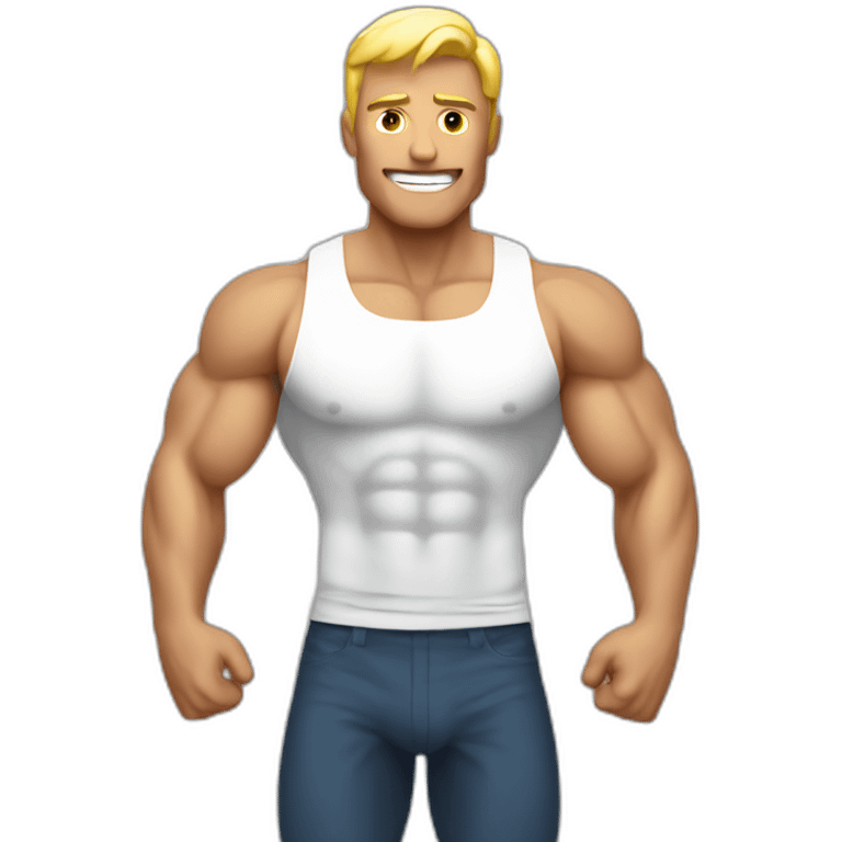 white bold full frontal man body building muscles emoji