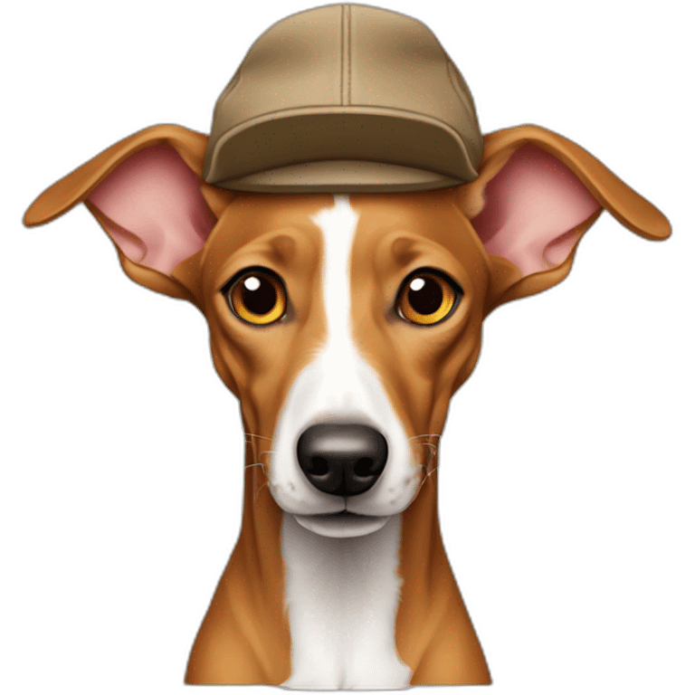 Podenco marrón con gorra emoji