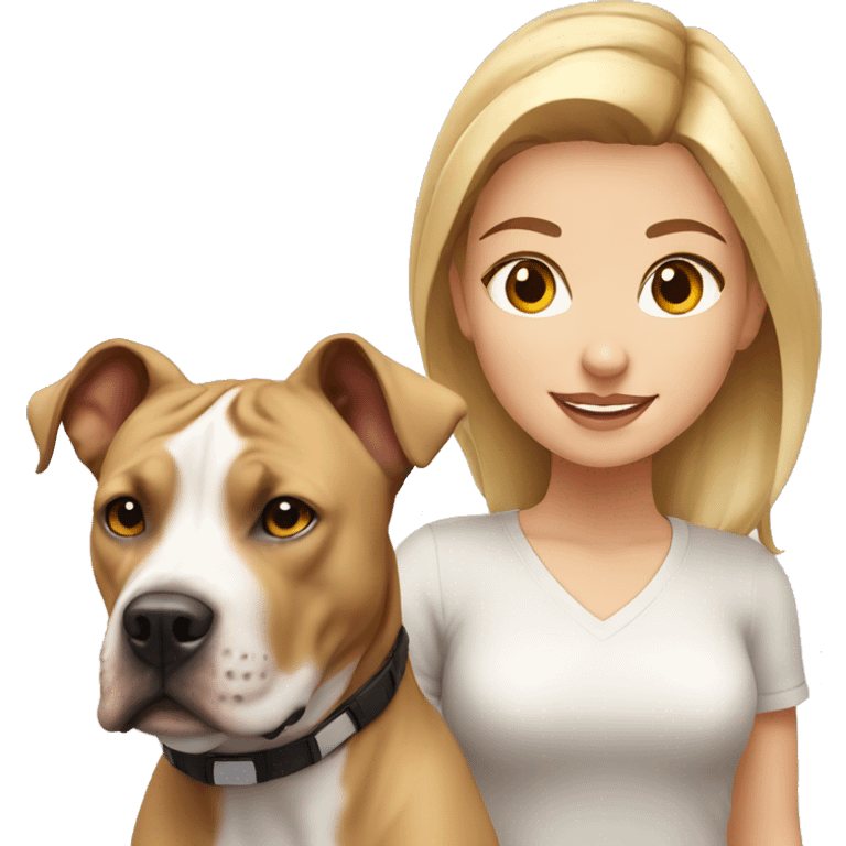 Blonde girl with light brown american staffordshire terrier emoji