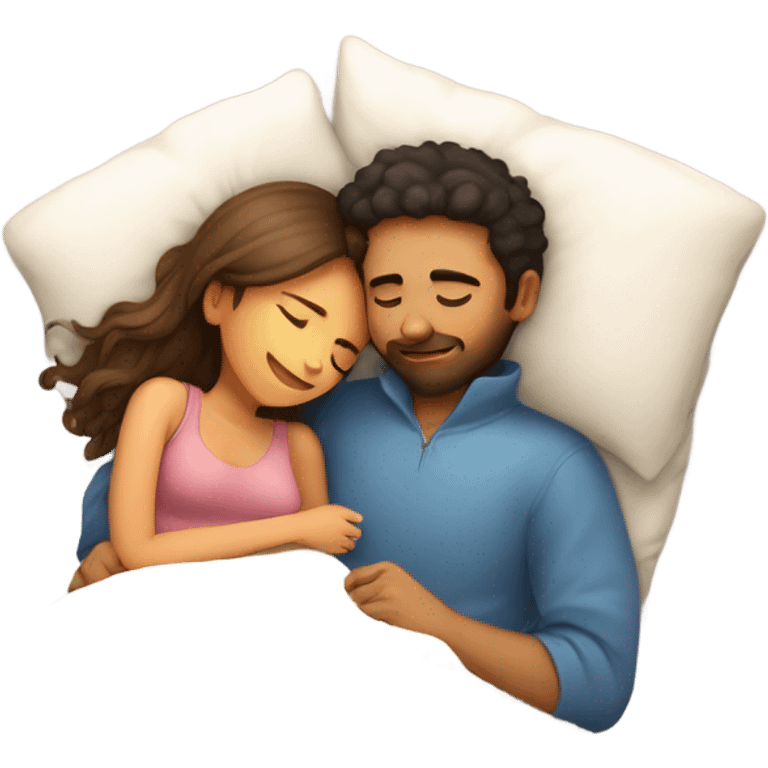 Make a doodle of a guy and a girl sleeping and cuddling in bed and show a label of name by TANISH AND HIMANSHI emoji