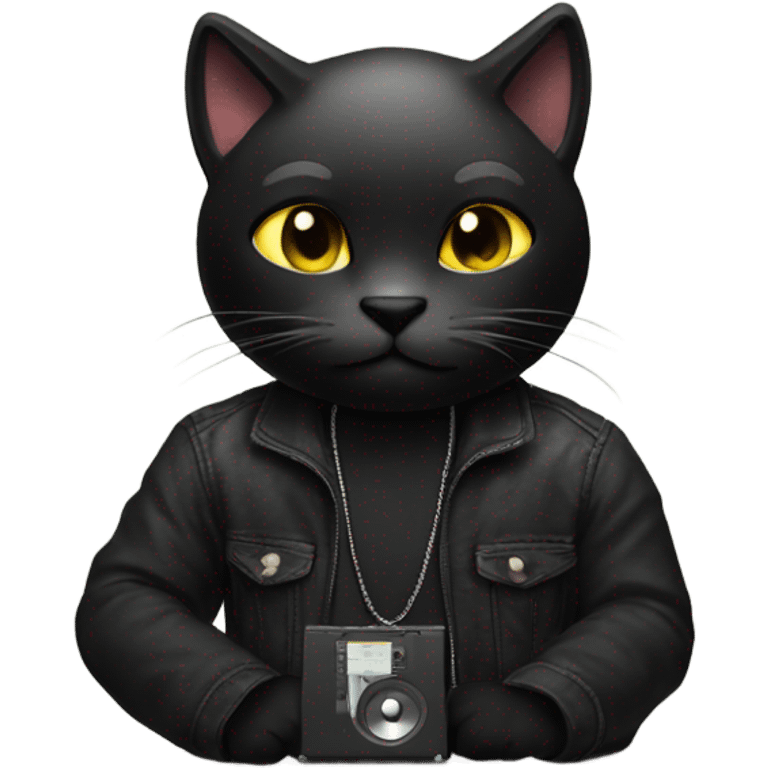 Black cat dj emoji