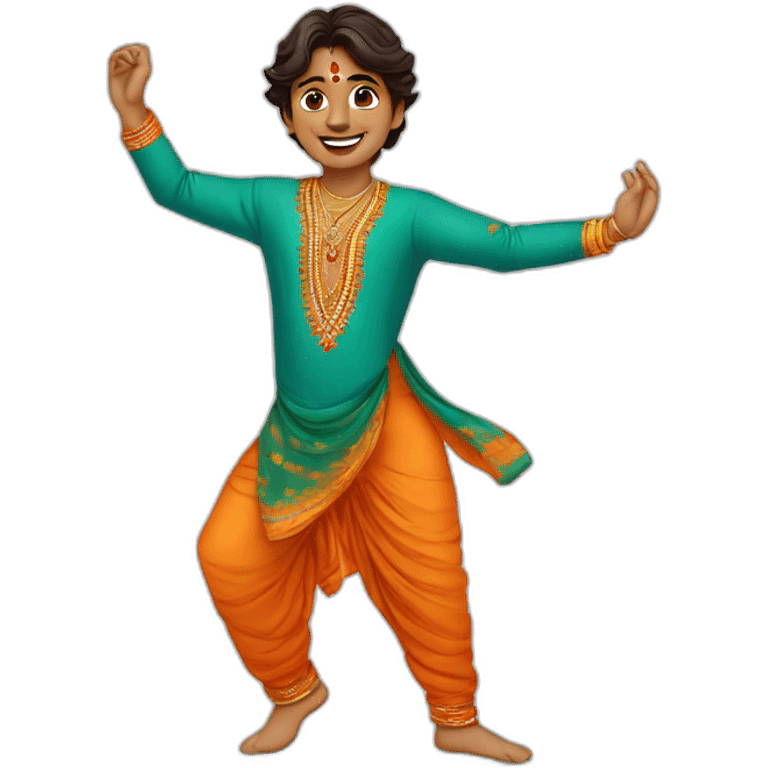 A dancing Indian boy wearing a navratri kurta , Gujarati style emoji