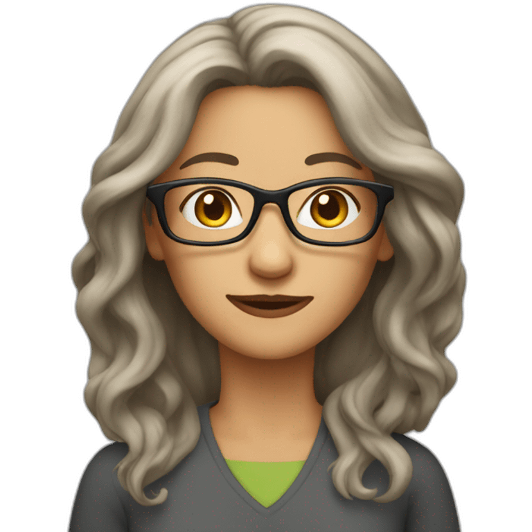 middle age woman long hair and glasses emoji