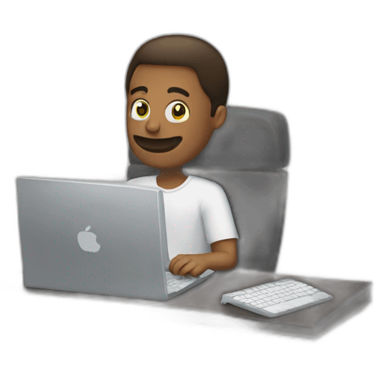 Guy on a computer using his mouse emoji