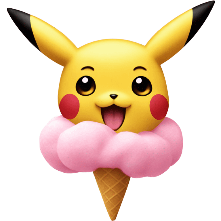 Picachu eating cotton candy emoji