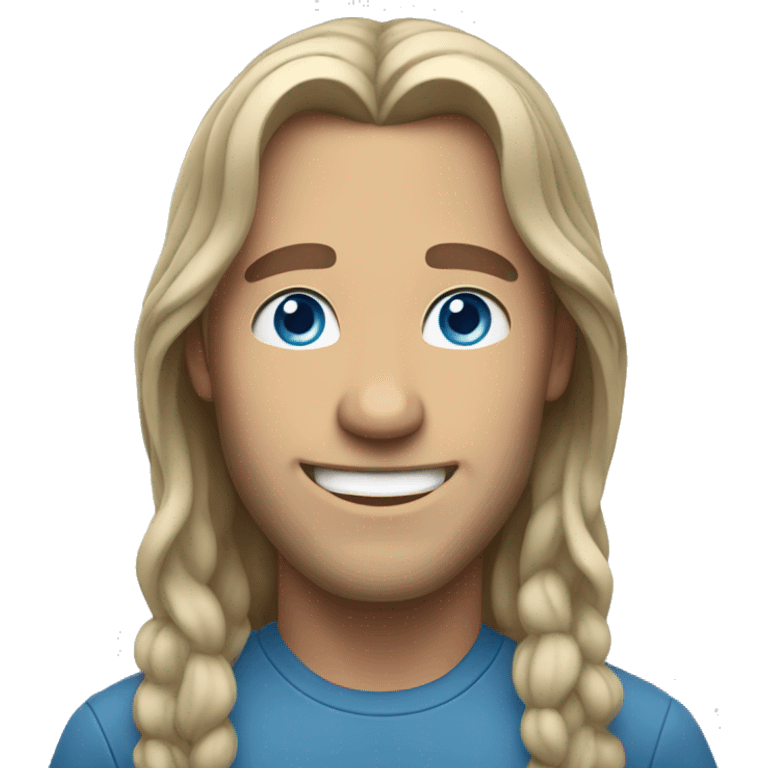 smiling man with long hair blue eyes  emoji