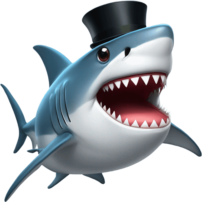 Shark with a top hat emoji