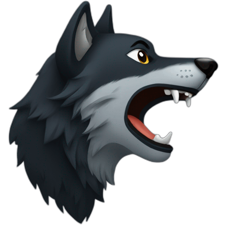 Black wolf howling  emoji