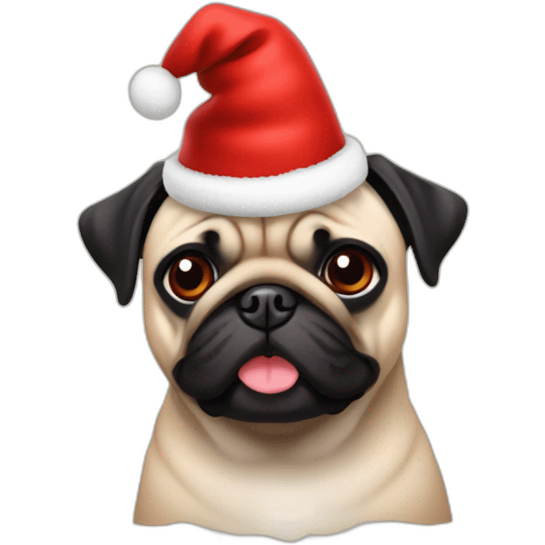 a pug with a red New Year's hat emoji