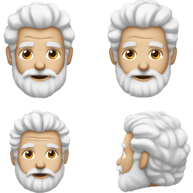 White curly hair, wrinkles, a full beard, elderly person. emoji