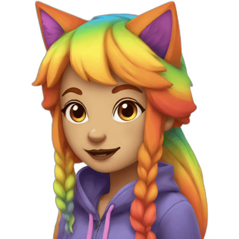 rainbow fox girl emoji