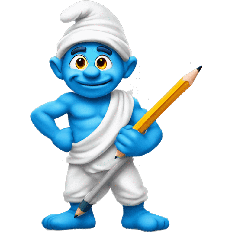 Smurf with pencil  emoji