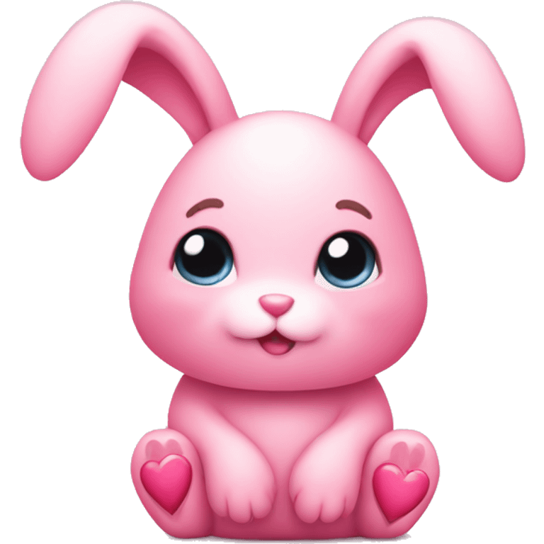 Cute pink bunny with love hearts emoji