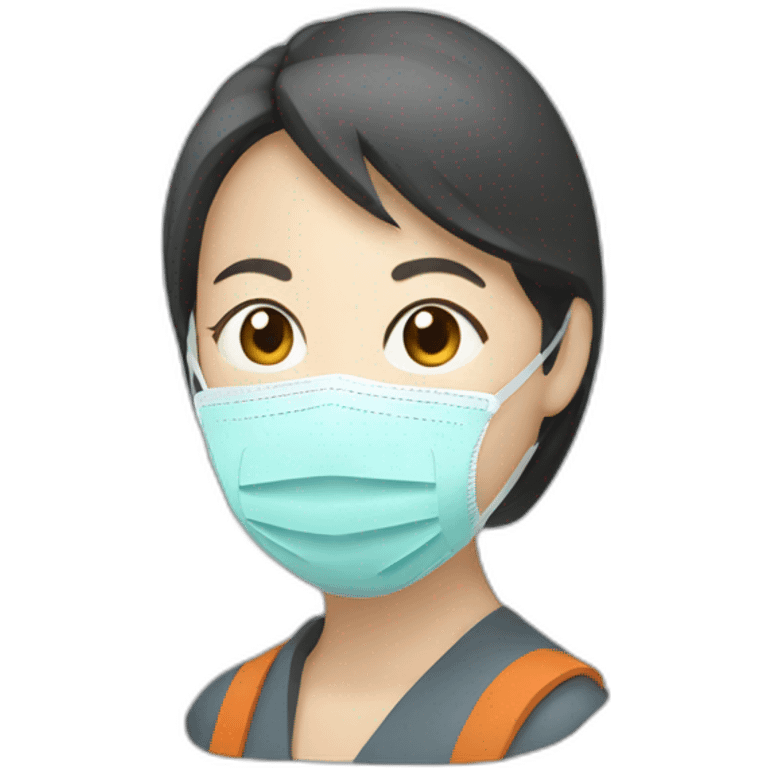 Asian woman wearing FFP3 Respirator emoji