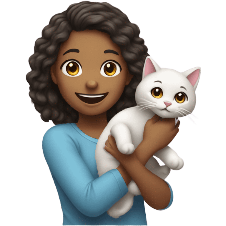 girl playing with cat emoji