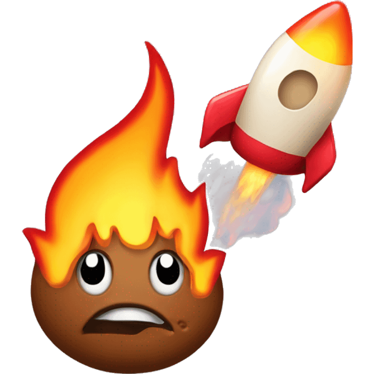 poop with flames and rockets emoji