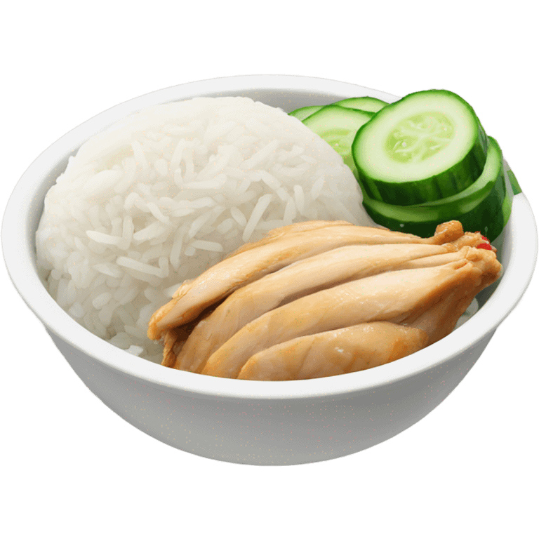 Chicken rice with cucumber on side emoji