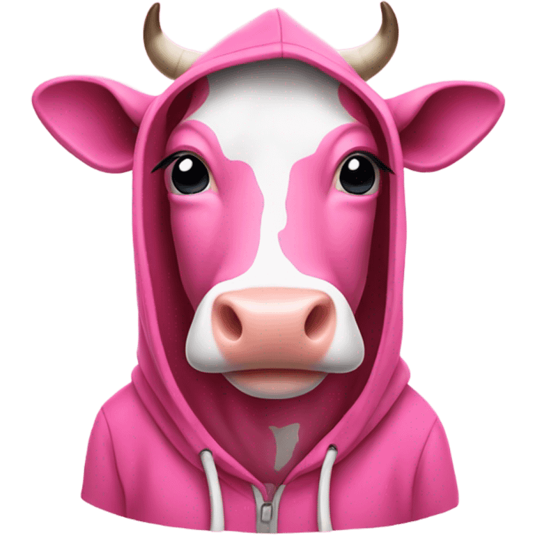 Pink cow wearing hoodie emoji