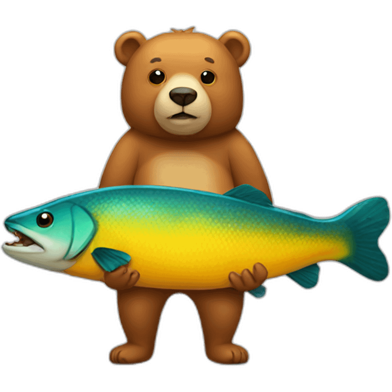 a bear wearing fish costume emoji