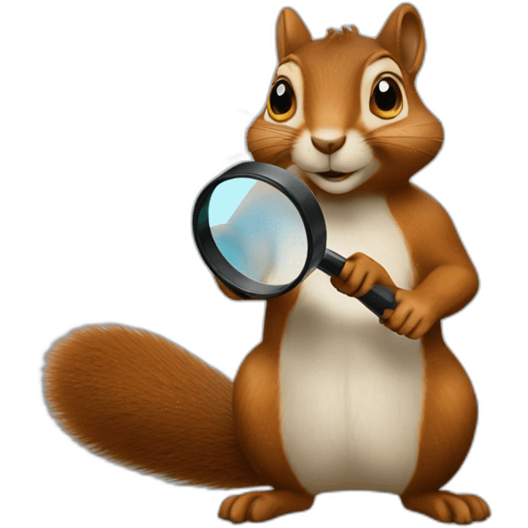 realistic detective squirrel holding a magnifying glass emoji