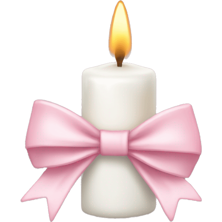 White candle light pink bow emoji