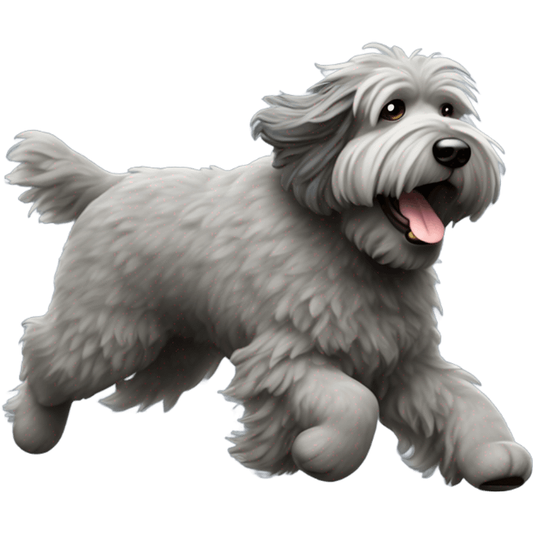 Gray Bouvier des Flanders running toward me emoji