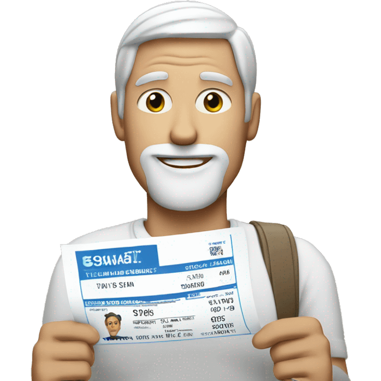 White Man holding a receipt, with a straight face  emoji