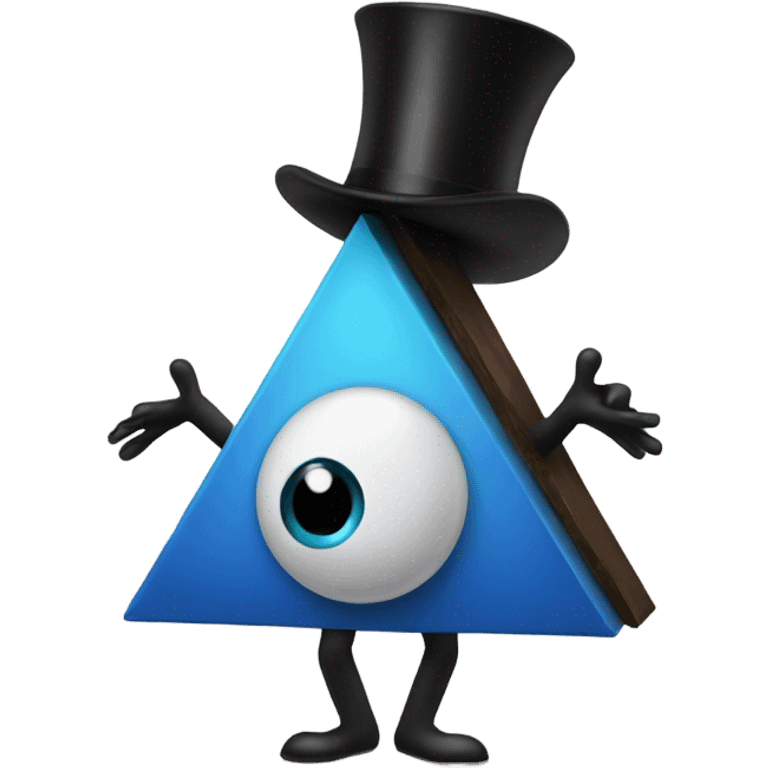 Triangle with an eye and arms and legs with a top hat emoji