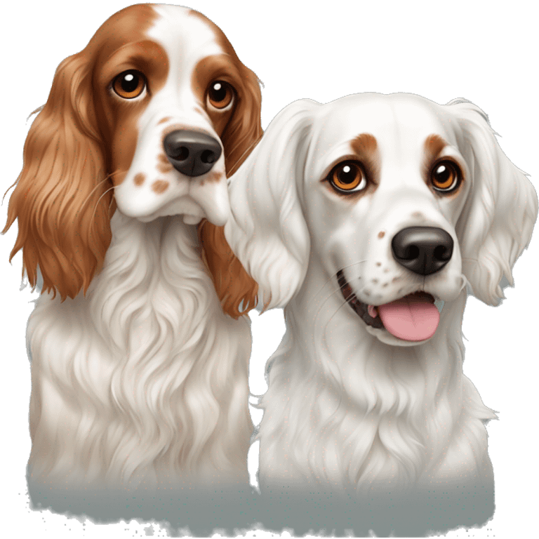 English setter and a Cavalier King Charles dog emoji