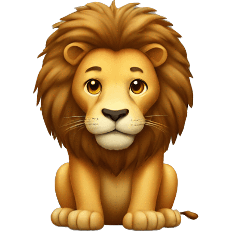 Big lion staying on bear emoji