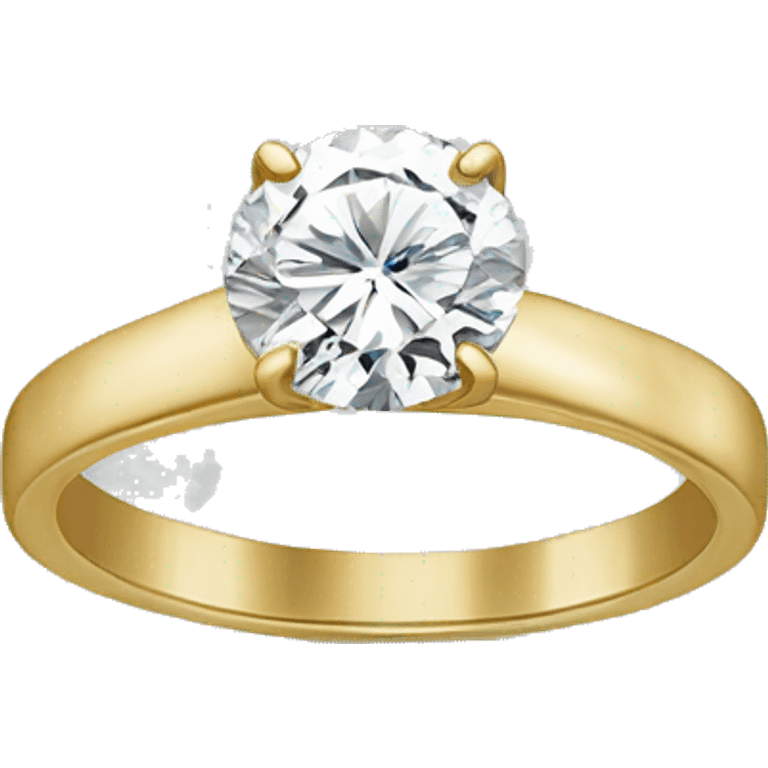 Round diamond engagement ring with gold band emoji