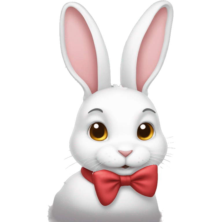 white rabbit with a bow emoji