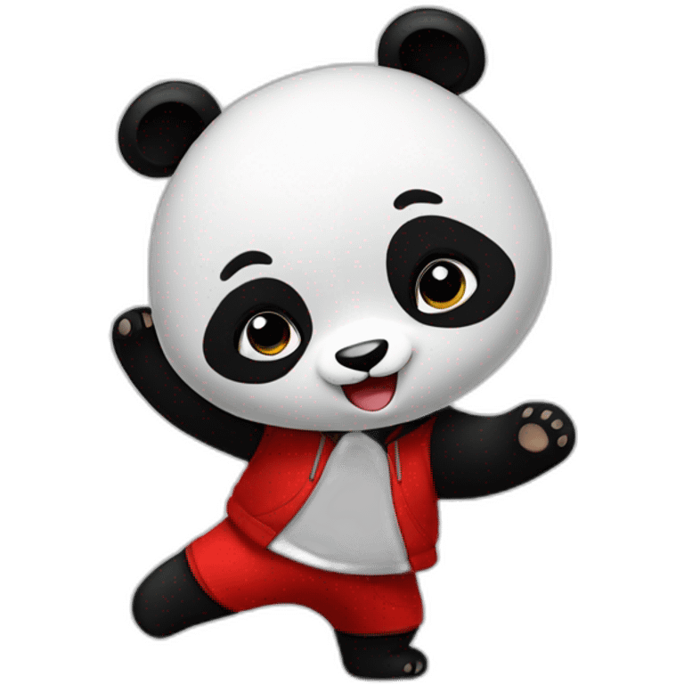 Panda with red hoodie dancing emoji