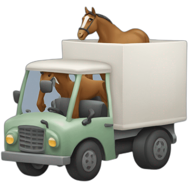 a horse driving a truck emoji