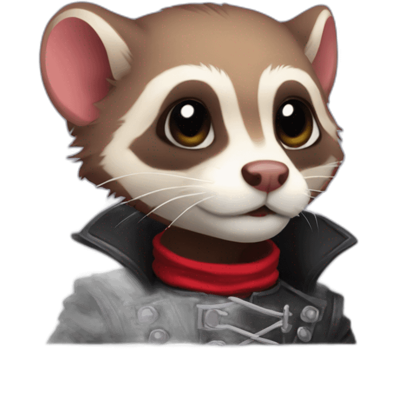 Red ferret wearing gothic heavy metal clothing emoji