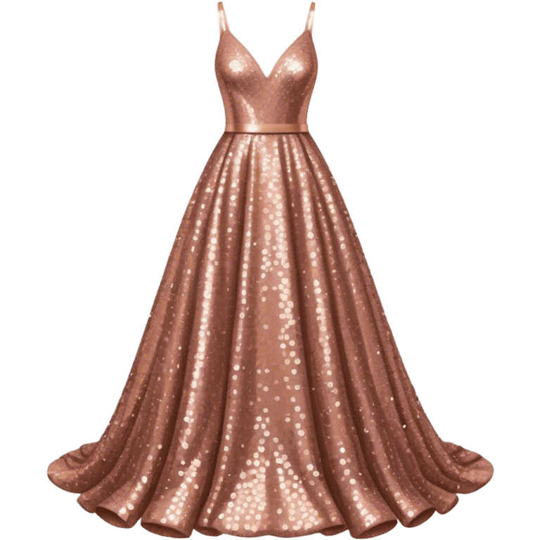 Realistic rose gold sequin gown isolated emoji