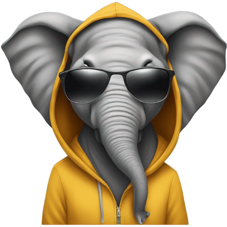 Elephant in a hoodie and sunglasses emoji